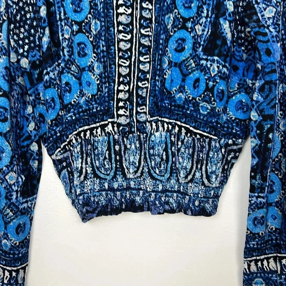 Free People Women’s M Wild & Free Cropped Paisley Long Sleeve Blouse - Picture 10 of 10
